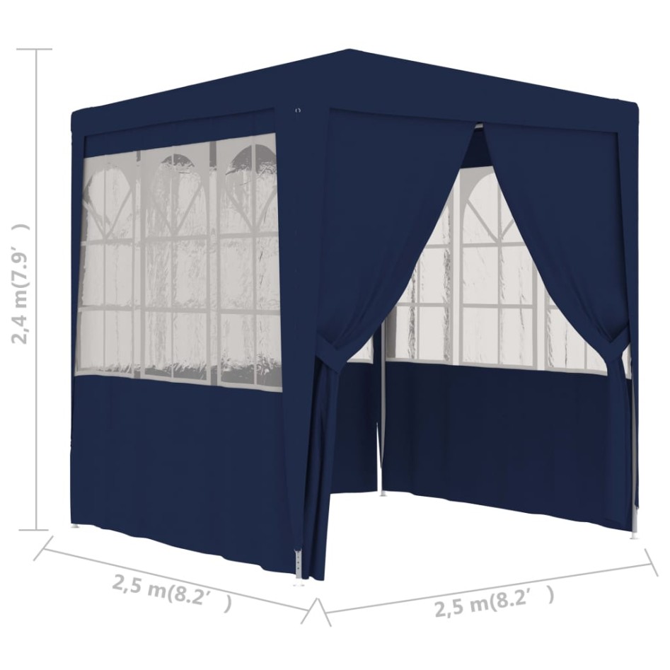 Carpa profesional de fiestas con paredes azul 90 g/m² 2,5x2,5