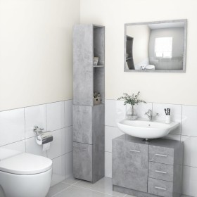 Armario baño madera contrachapada gris hormigón 25x26,5x170