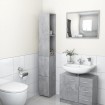 Armario baño madera contrachapada gris hormigón 25x26,5x170 cm