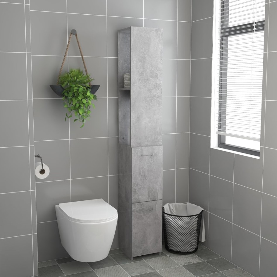 Armario baño madera contrachapada gris hormigón 25x26,5x170