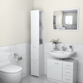 Armario baño madera contrachapada blanco brillo 25x26,5x170