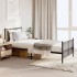 Estructura cama sin colchón con estribo metal negro 90x200