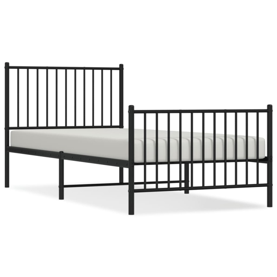 Estructura cama sin colchón con estribo metal negro 90x200