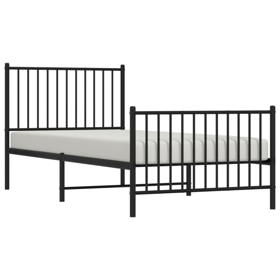 Estructura cama sin colchón con estribo metal negro 90x200