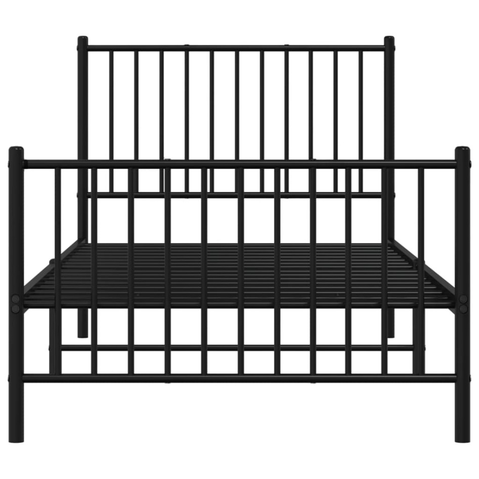 Estructura cama sin colchón con estribo metal negro 90x200
