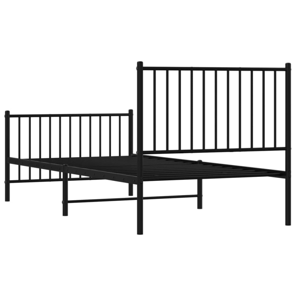 Estructura cama sin colchón con estribo metal negro 90x200