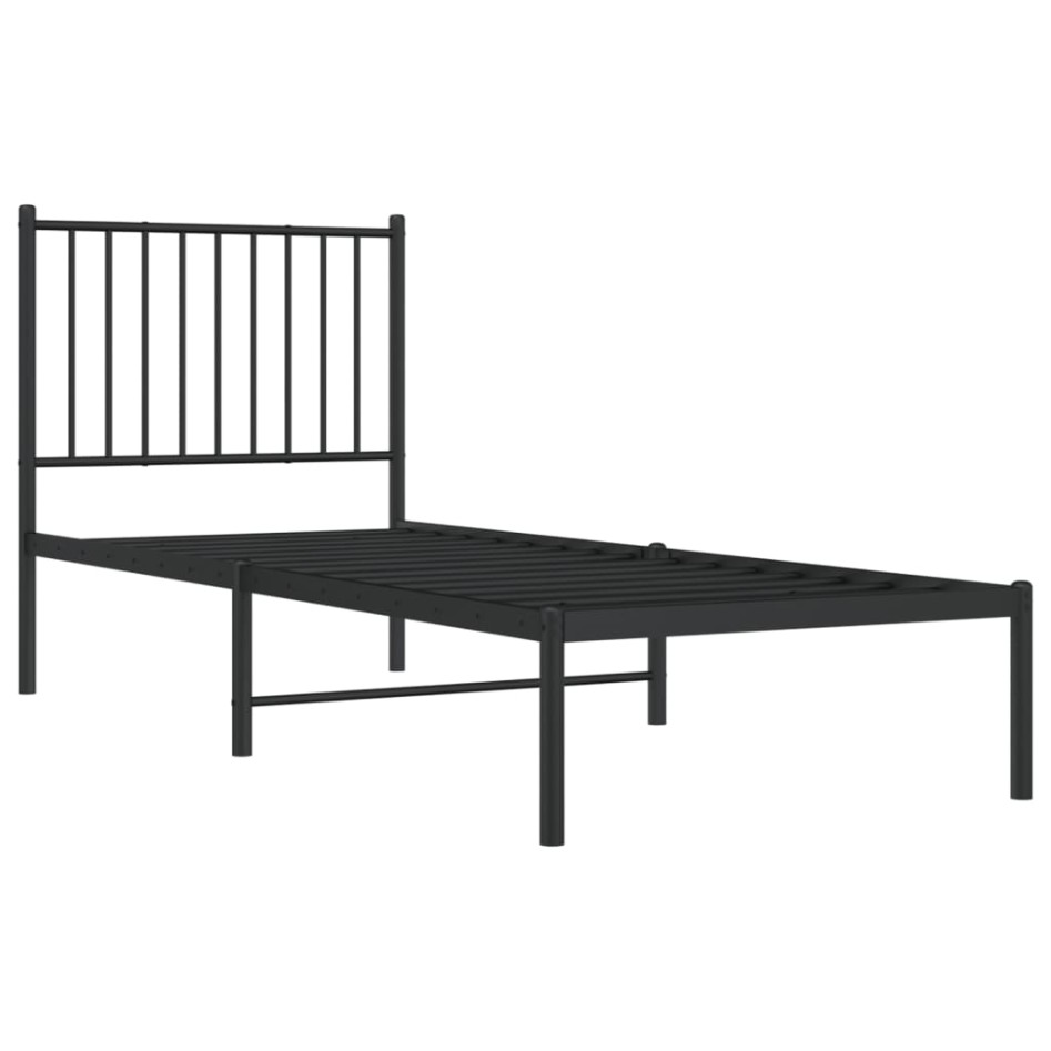Estructura cama sin colchón con cabecero metal negro 75x190