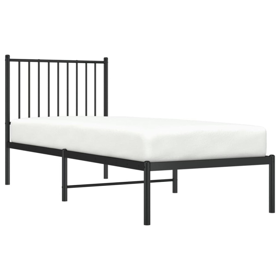 Estructura cama sin colchón con cabecero metal negro 75x190