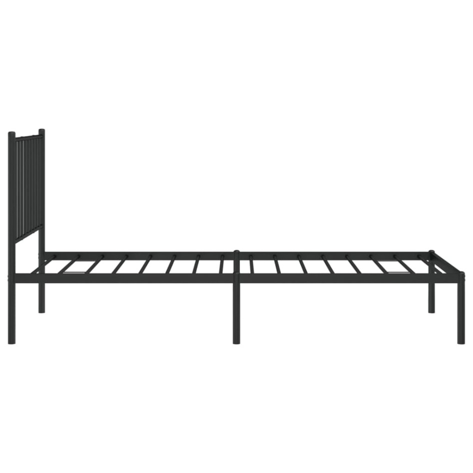 Estructura cama sin colchón con cabecero metal negro 75x190