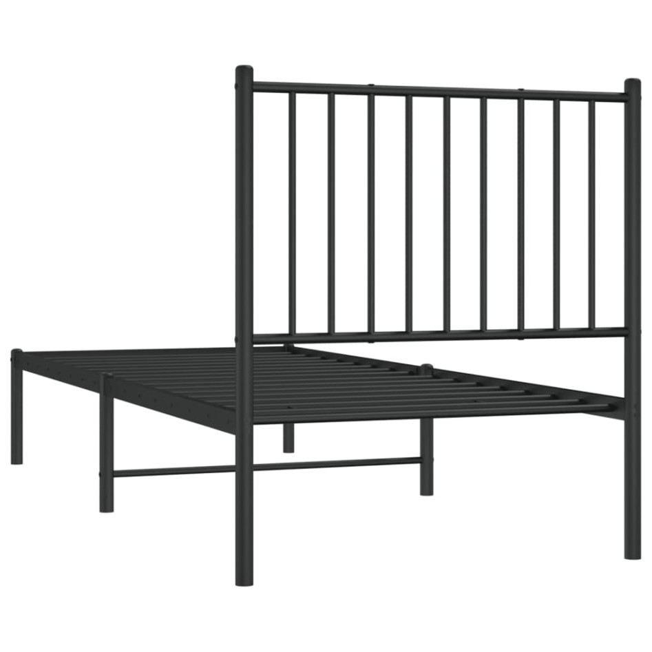 Estructura cama sin colchón con cabecero metal negro 75x190