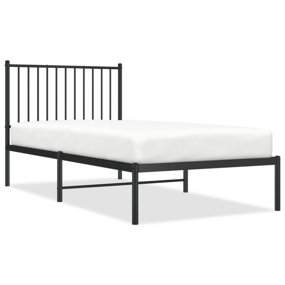 Estructura cama sin colchón con cabecero metal negro 90x190