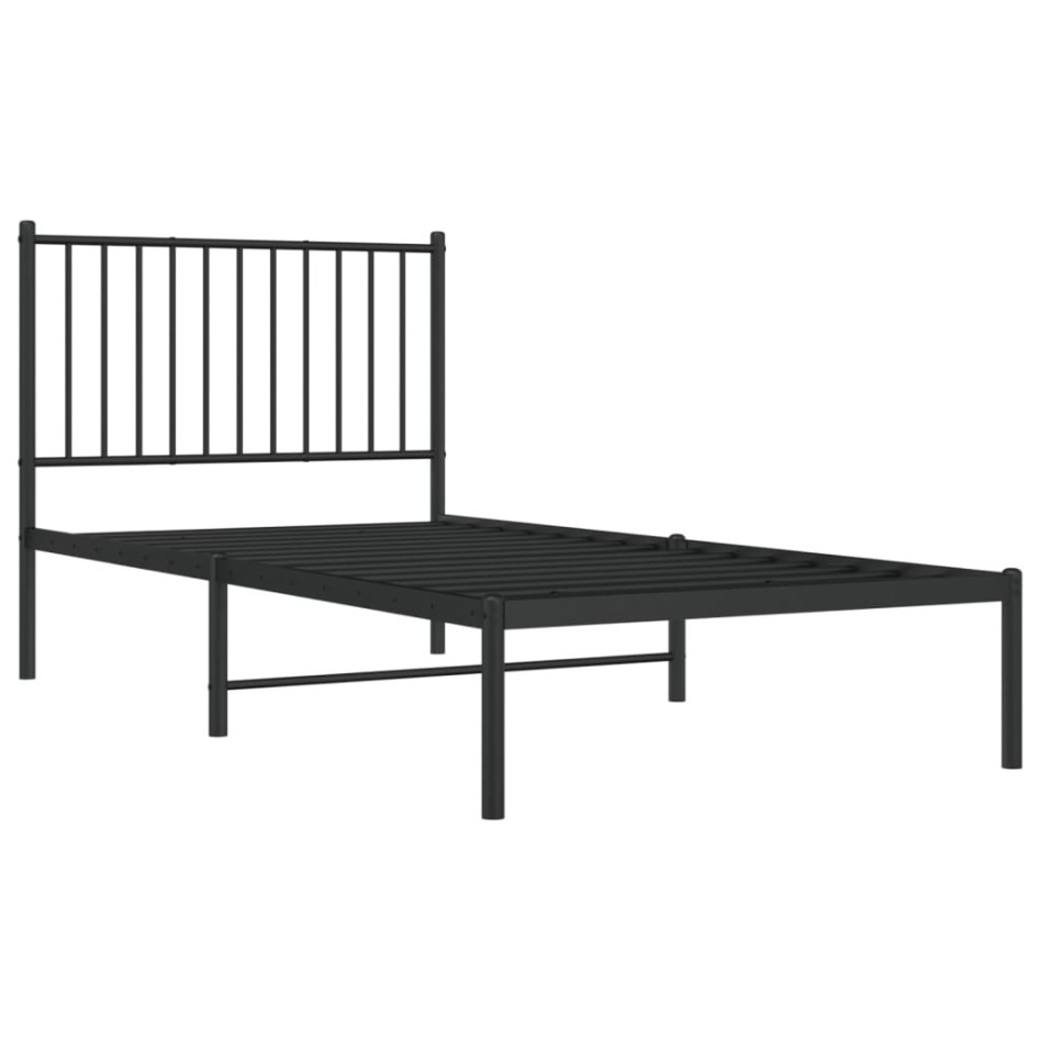 Estructura cama sin colchón con cabecero metal negro 90x190