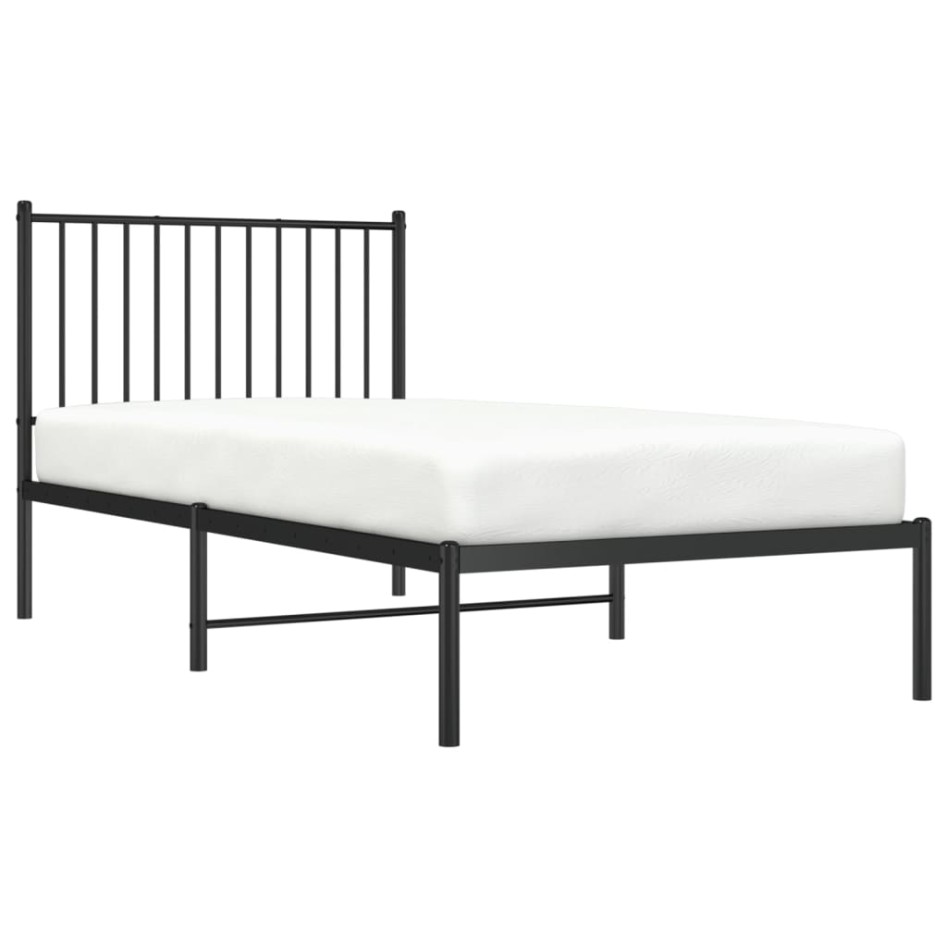 Estructura cama sin colchón con cabecero metal negro 90x190