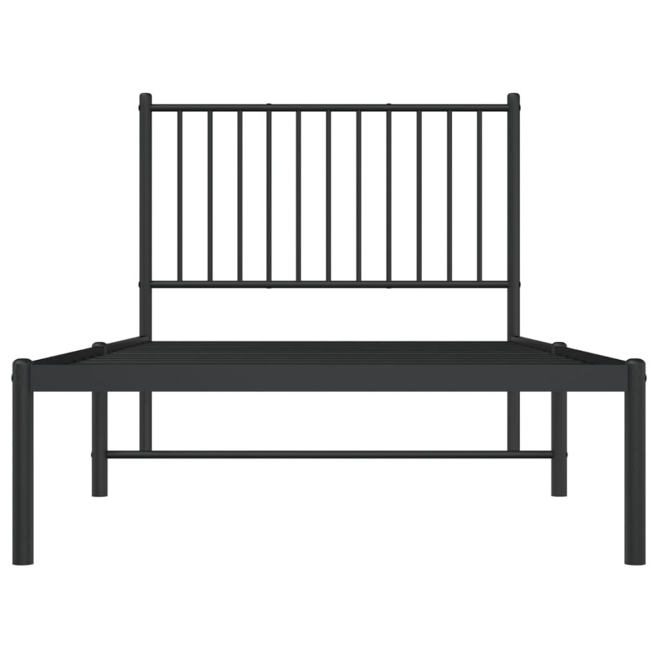 Estructura cama sin colchón con cabecero metal negro 90x190