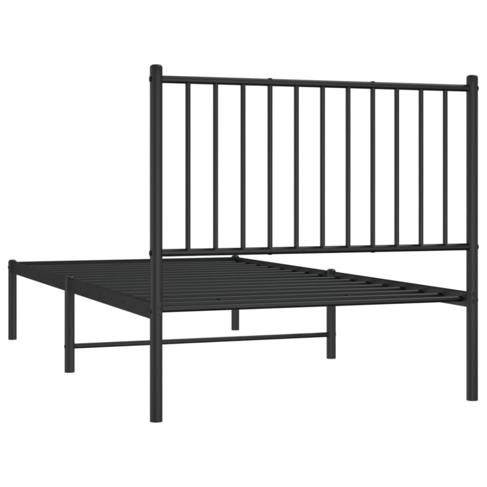 Estructura cama sin colchón con cabecero metal negro 90x190