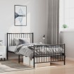 Estructura cama sin colchón con estribo metal negro 100x200 cm