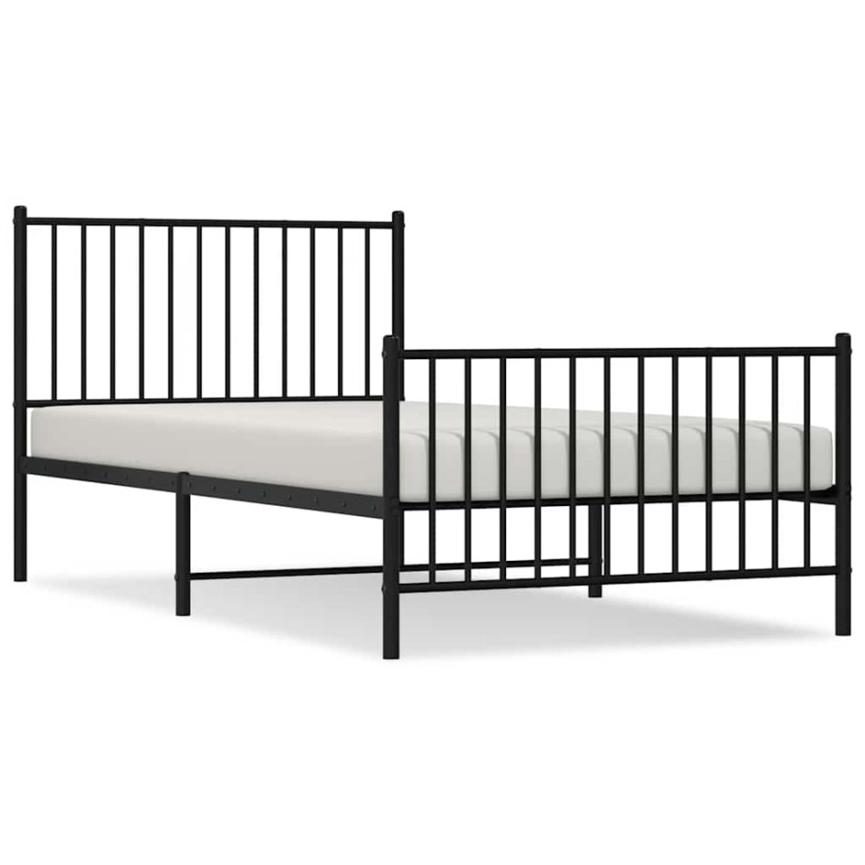 Estructura cama sin colchón con estribo metal negro 100x200