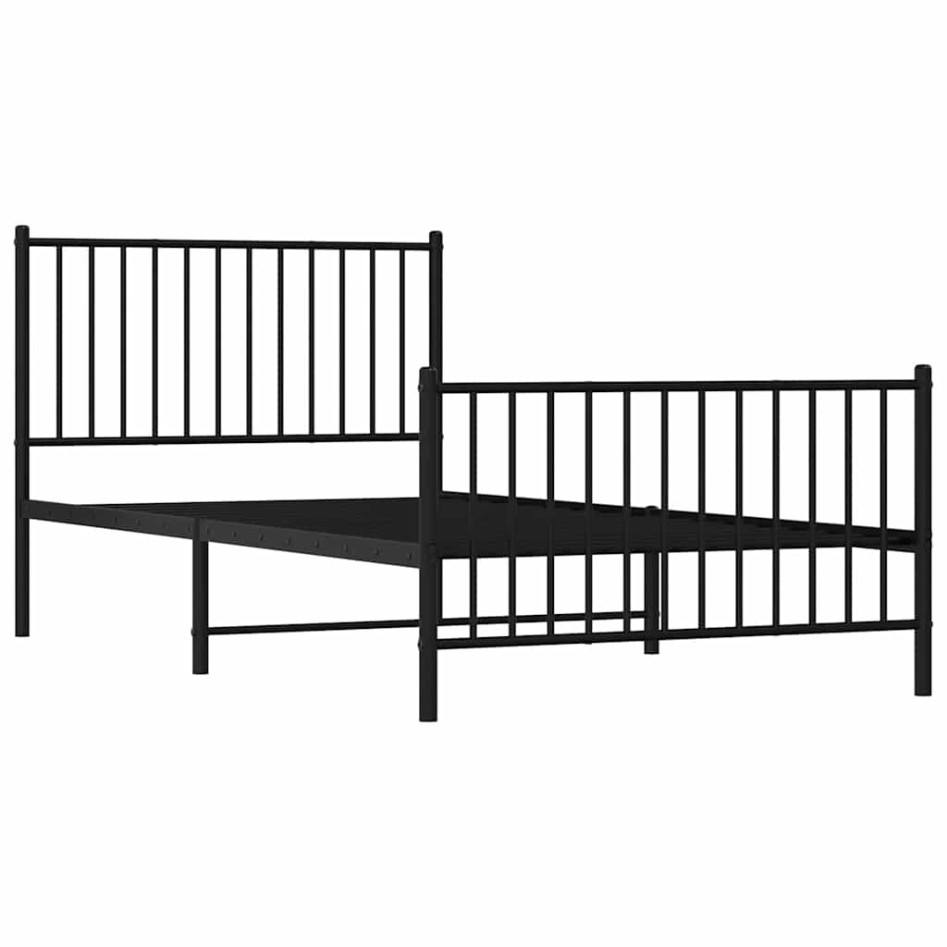 Estructura cama sin colchón con estribo metal negro 100x200