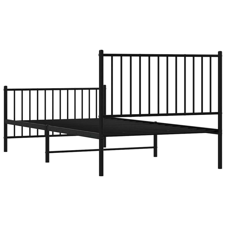Estructura cama sin colchón con estribo metal negro 100x200
