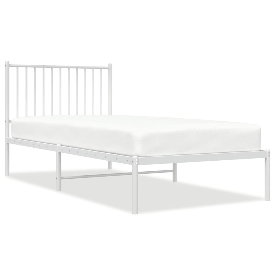 Estructura cama sin colchón con cabecero metal blanco 90x200