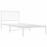 Estructura cama sin colchón con cabecero metal blanco 90x200