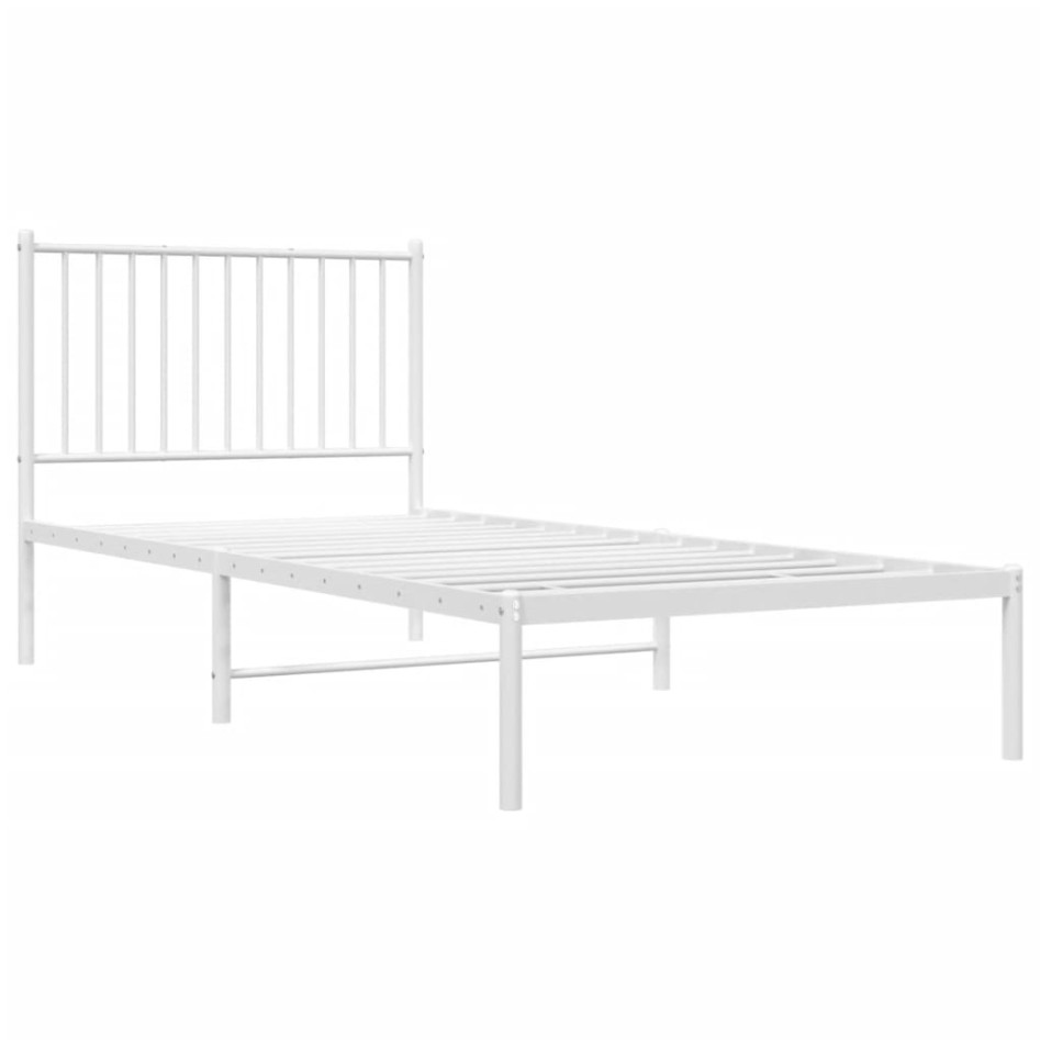 Estructura cama sin colchón con cabecero metal blanco 90x200
