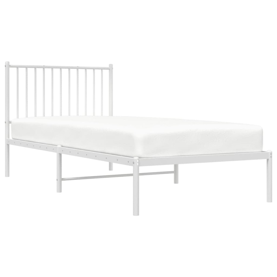 Estructura cama sin colchón con cabecero metal blanco 90x200