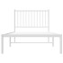 Estructura cama sin colchón con cabecero metal blanco 90x200