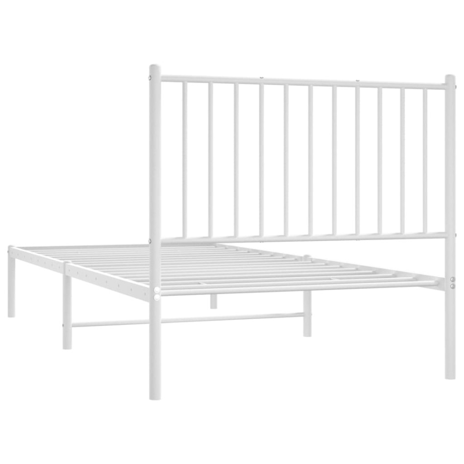 Estructura cama sin colchón con cabecero metal blanco 90x200