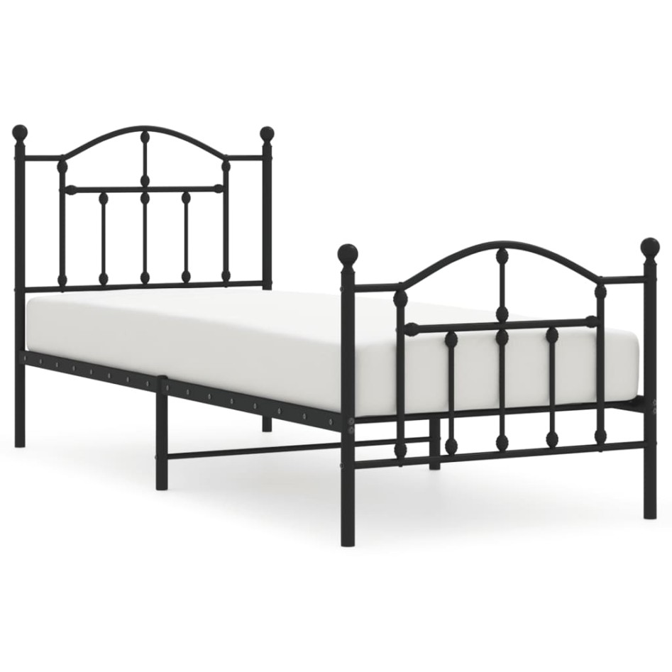 Estructura cama sin colchón con estribo metal negro 80x200