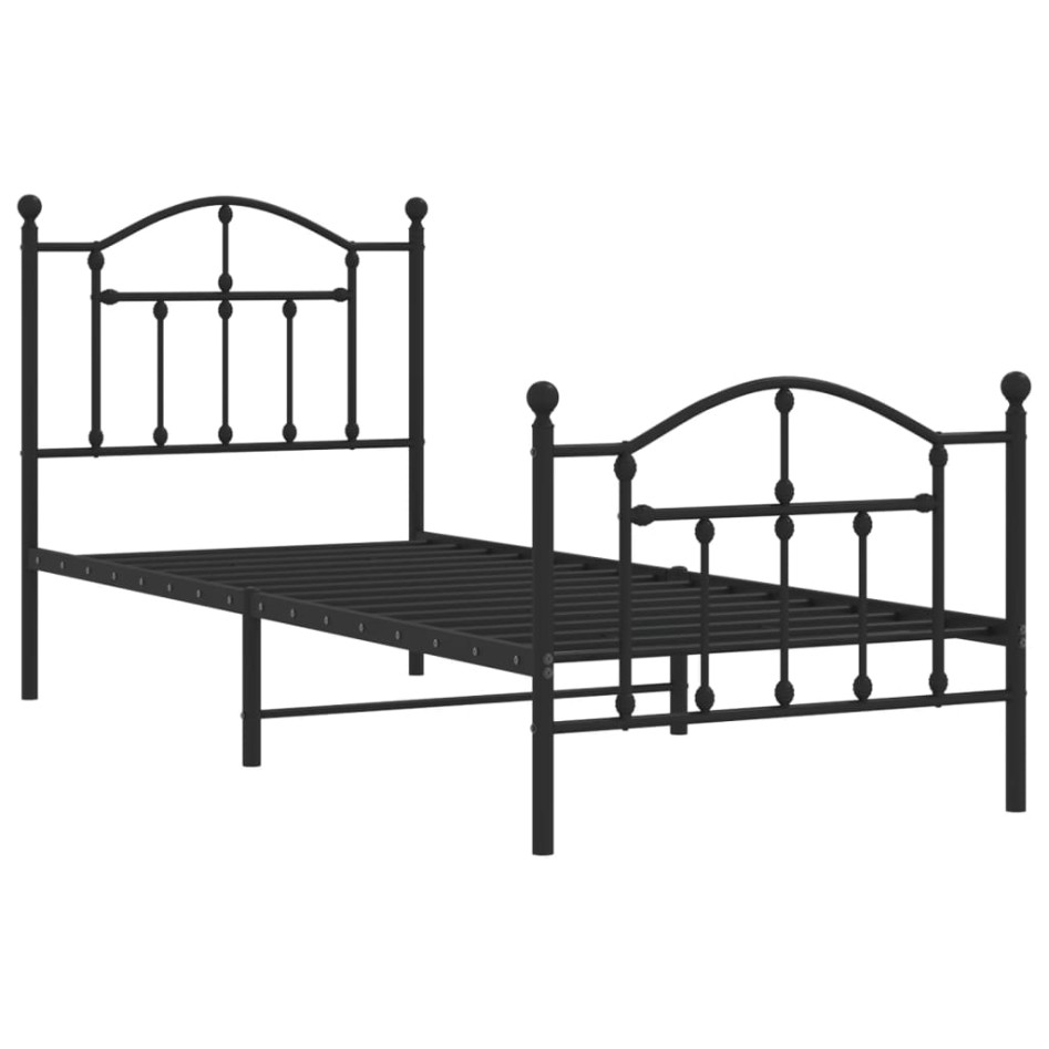 Estructura cama sin colchón con estribo metal negro 80x200