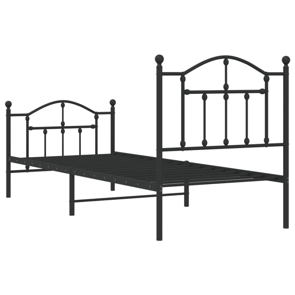 Estructura cama sin colchón con estribo metal negro 80x200