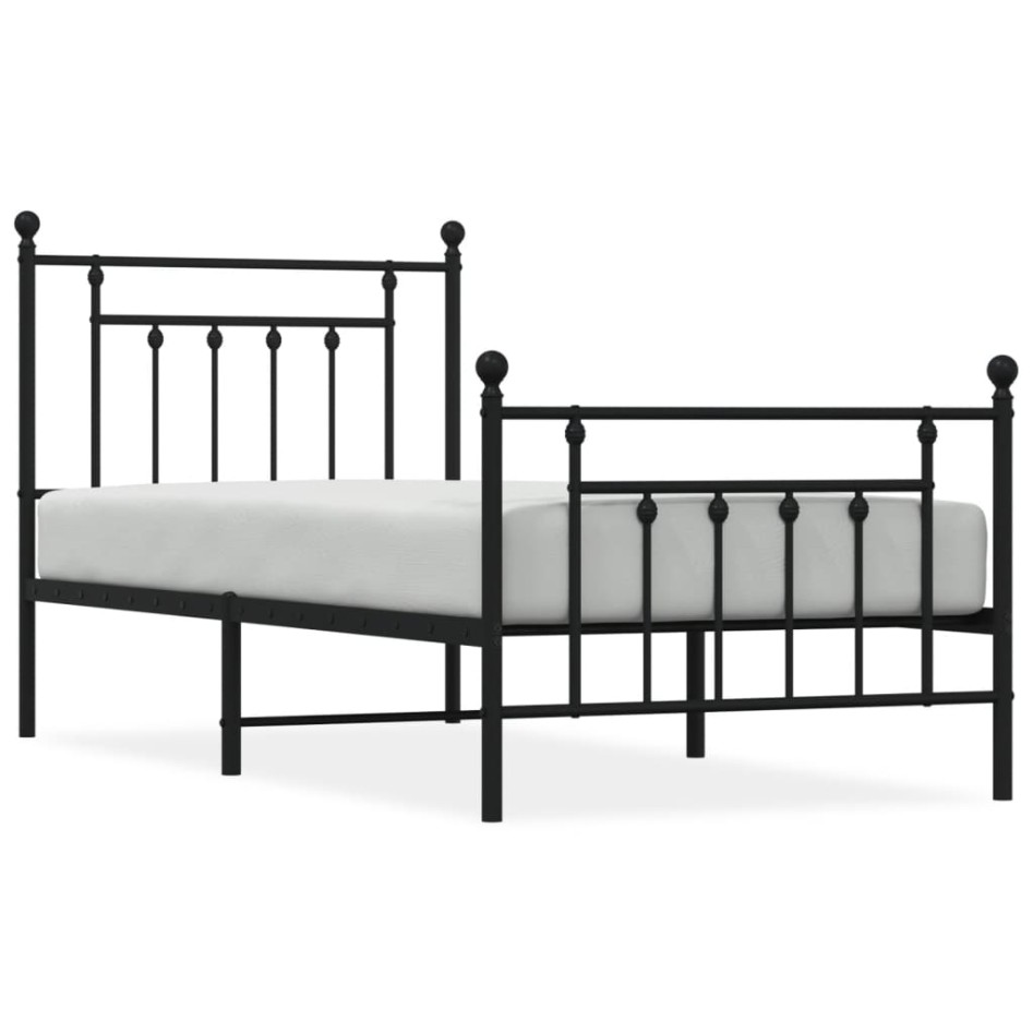 Estructura cama sin colchón con estribo metal negro 80x200