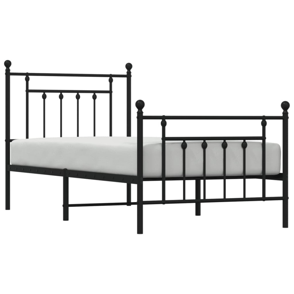 Estructura cama sin colchón con estribo metal negro 80x200