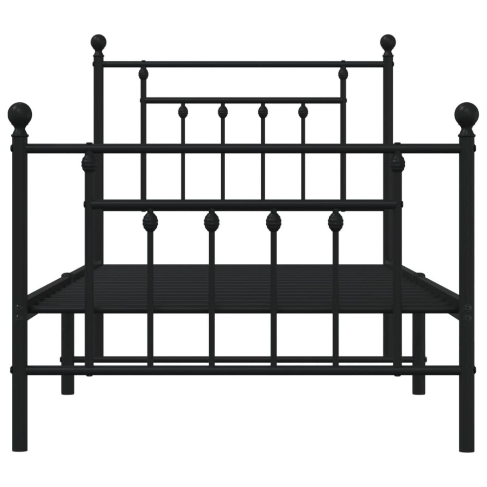 Estructura cama sin colchón con estribo metal negro 80x200
