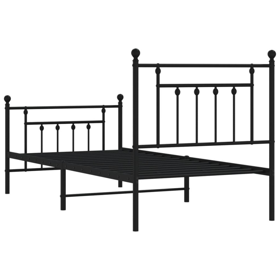 Estructura cama sin colchón con estribo metal negro 80x200