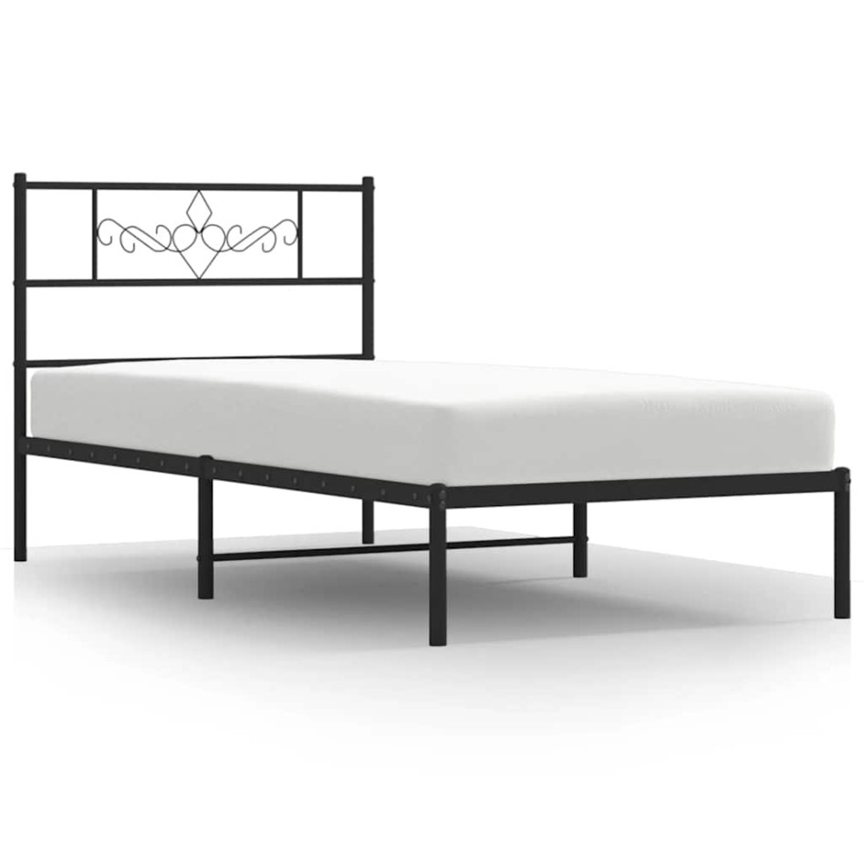 Estructura cama sin colchón con cabecero metal negro 100x190