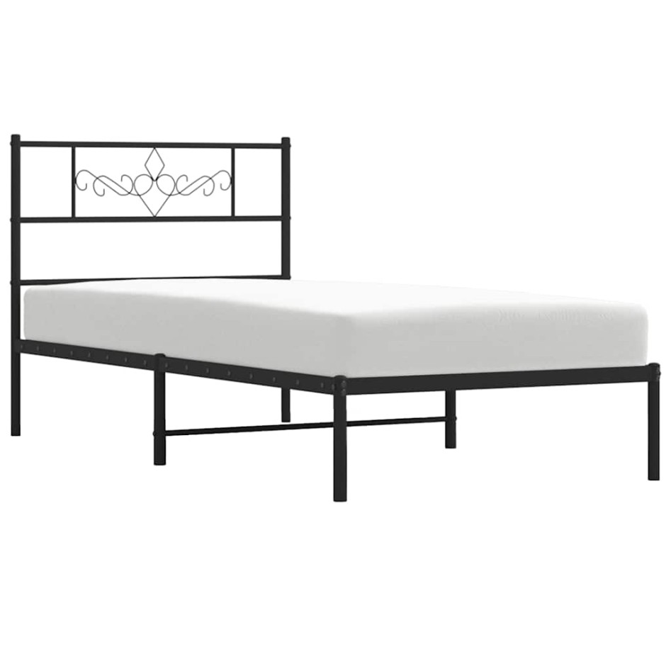 Estructura cama sin colchón con cabecero metal negro 100x190