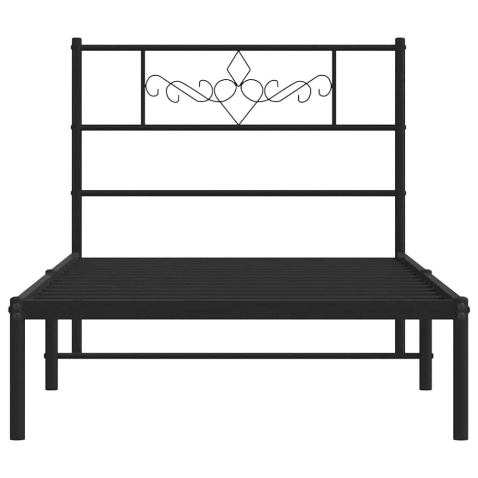 Estructura cama sin colchón con cabecero metal negro 100x190