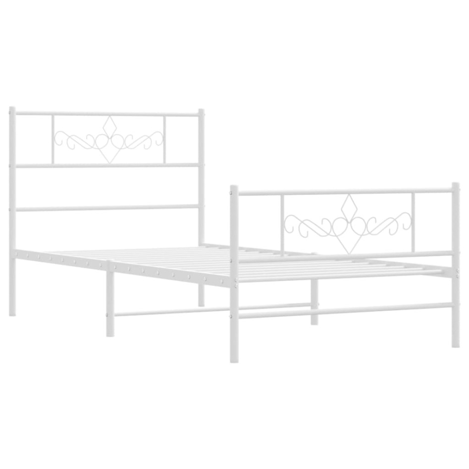 Estructura cama sin colchón con estribo metal blanco 75x190