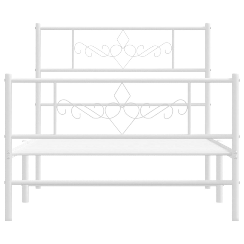 Estructura cama sin colchón con estribo metal blanco 75x190