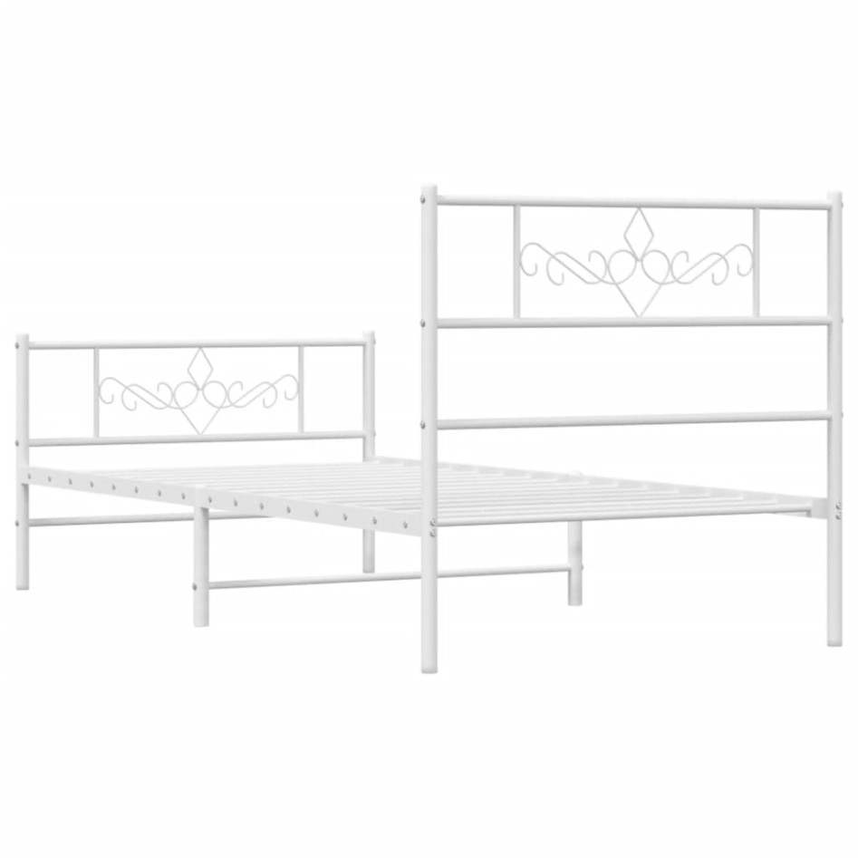 Estructura cama sin colchón con estribo metal blanco 75x190