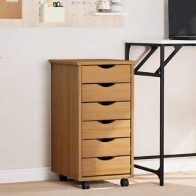 Cajonera con ruedas MOSS madera maciza pino marrón