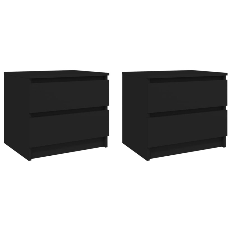 Mesitas de noche 2 uds madera contrachapada negro 50x39x43,5
