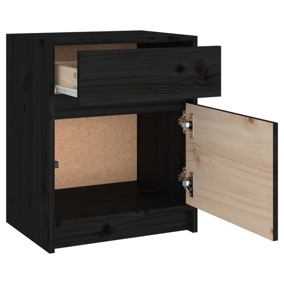 Mesitas de noche 2 uds madera maciza pino negro 40x31x50