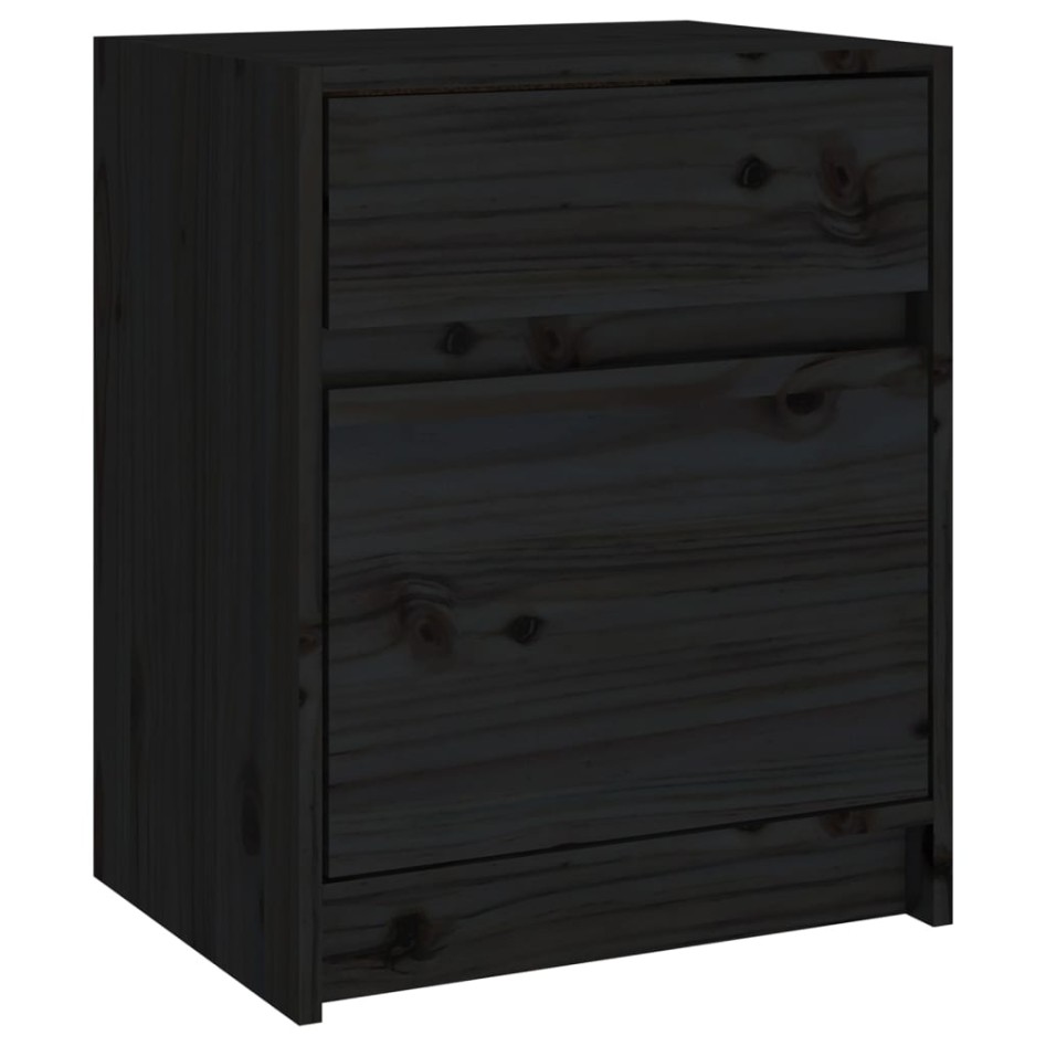 Mesitas de noche 2 uds madera maciza pino negro 40x31x50