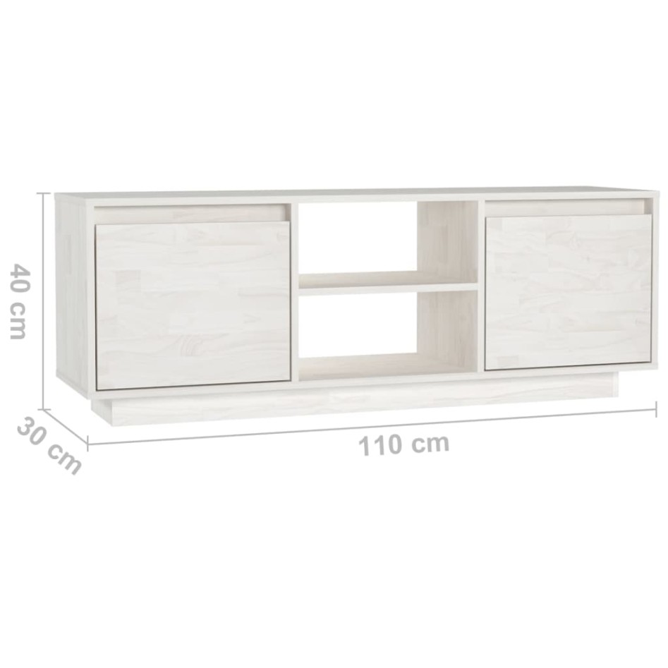 Mueble de TV madera maciza de pino blanco 110x30x40