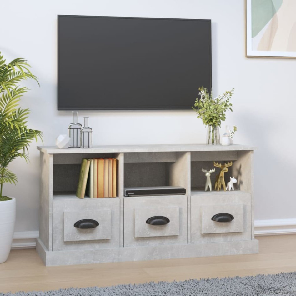 Mueble para TV madera contrachapada gris hormigón 100x35x50