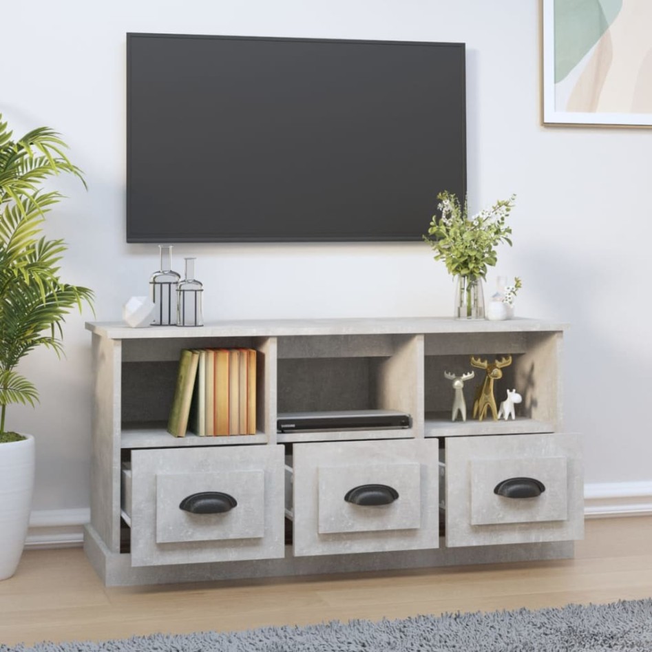 Mueble para TV madera contrachapada gris hormigón 100x35x50