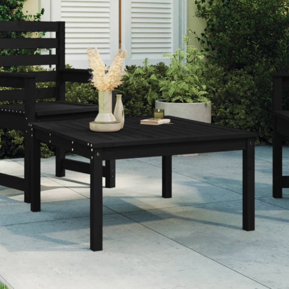 Mesa de jardín madera maciza pino negro 82,5x82,5x45